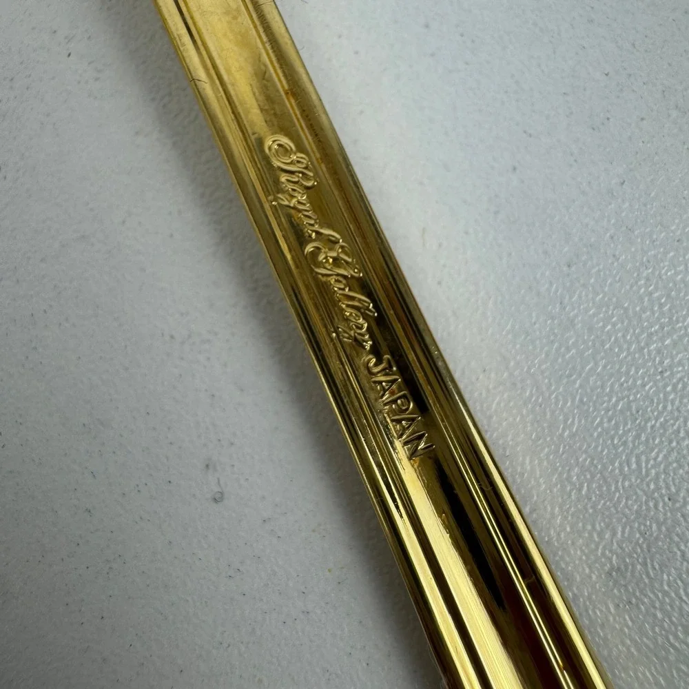 Vtg Royal Gallery Gold Plated Seafood Cocktail Forks Set 6 Japan Fluted Handle